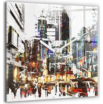 Hodiny Skleněné Hodiny s potiskem Tichý Mechanismus Loft Nástěnné Hodiny Jork Město