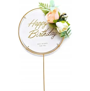 Obraz Kovový topper "Happy Birthday - Všechno nejlepší"