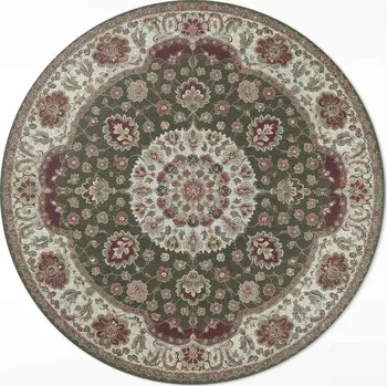 Koberec Odolný Vinylový Kulatý Koberec S Potiskem ⌀ 80 cm Perský zeleň mandala vzor