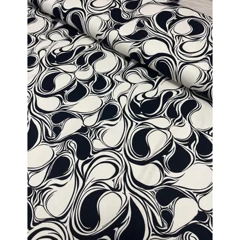 Polyviskoza černo- bílá 2, Barva Bílá s černým tiskem