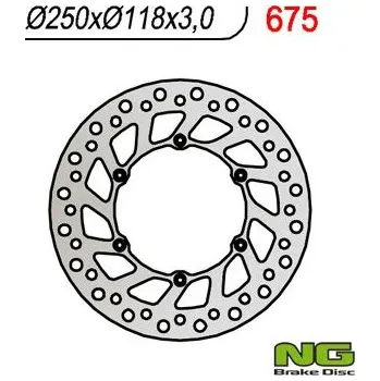Brzda pro motocykl NG přední brzdový kotouč SUZUKI RM/RMZ 250/DRZ, YAMAHA YZ/YZF/WR 02-19 (250X118X3) (6X6,5MM)