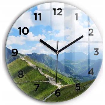 Hodiny Skleněné Kulatý nástěnné hodiny S Potiskem Kasprowy Wierch Zakopane průměr 60 cm