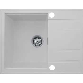 Granitový dřez Gamma Modern 6550, 1-komorový granitový dřez 650x500x210 mm s krátkým odkapávačem, bílá, GMA-ZLE000094