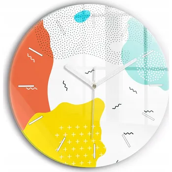 Hodiny Moderní skleněné foto hodiny na zeď Abstrakce POP kulatý průměr 30 cm