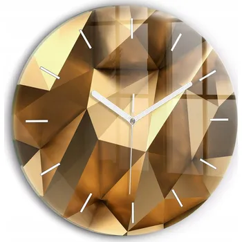 Hodiny Moderní skleněné foto hodiny na zeď Geometrická textura kulatý průměr 30 cm