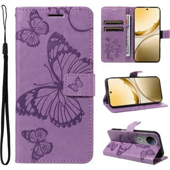 Pouzdro na mobilní telefon Big Butterfly knížkové pouzdro na Vivo V50 5G - fialové