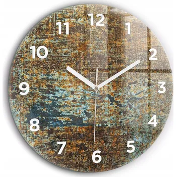 Hodiny Tiché skleněné nástěnné hodiny Textura Starého Kovu bílé ručičky průměr 60 cm