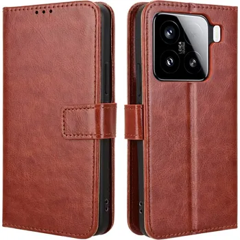 Pouzdro na mobilní telefon Crazy knížkové pouzdro na Xiaomi 15 Pro - hnědé