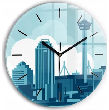 Hodiny Ozdobné nástěnné hodiny s krásnou grafikou Architektura v USA kulatý průměr 30 cm