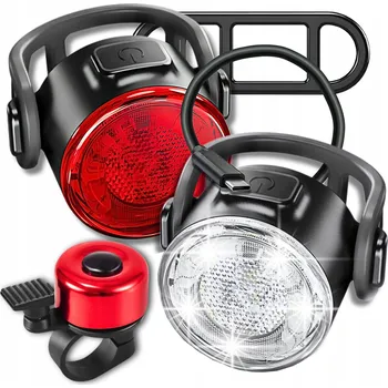 Cyklosvítilna 2x SVĚTLA NA KOLO PŘEDNÍ ZADNÍ 6 REŽIMŮ OSVĚTLENÍ KOLA LED USB MEGA SILNÉ