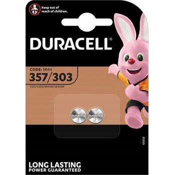 Článková baterie 2x stříbrná baterie Duracell 357/303/SR44W/SR44