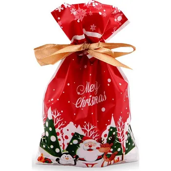 Vánoce Sáček s atlasovou stuhou vánoční 12x17,5 cm Varianta: 3 červená, Balení: 5 ks