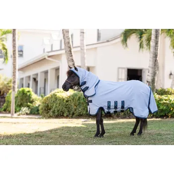 Deka pro koně Deka proti hmyzu Falabella Amigo Petite Ripstop, s krkem, azure blue/navy & electric blue Délka zad: 65 cm