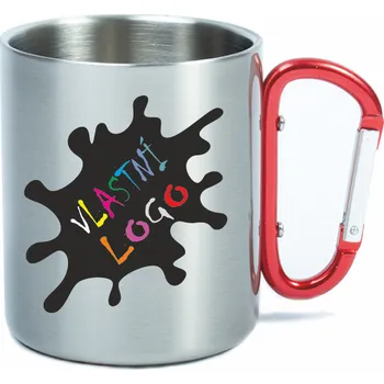 Nerezový hrnek se červenou karabinou