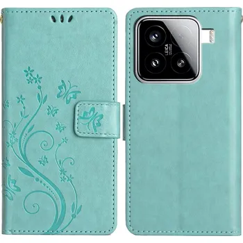 Pouzdro na mobilní telefon Flowers knížkové pouzdro na Xiaomi 15 - modrozelené