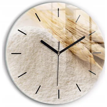 Hodiny Ozdobné nástěnné hodiny s krásnou grafikou Mouka a obilné klasy kulatý průměr 30 cm