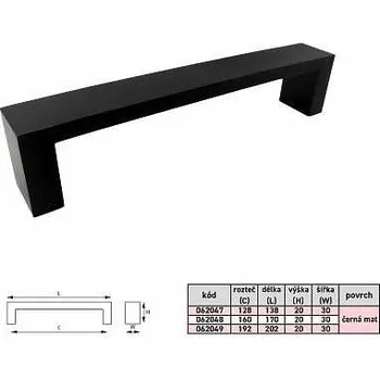 VIKTORIE 160mm úchytka Al černá mat