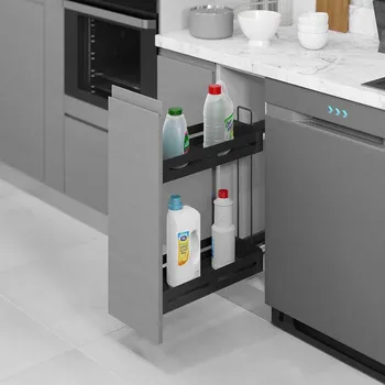 úložný prostor na hračky Starax Plnovýsuvný 2 koš s tlumením STARAX- lahvovník Unique Box pravý antracit s výsuvy BLUM 250mm 203x475x525mm S-2444-UB-A