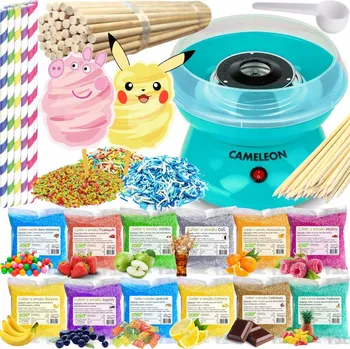Výrobník cukrové vaty Stroj na výrobu cukrové vaty Cameleon modrý 450 W + cukr 12x100 g
