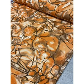 Viskózová látka krešovaná, Barva Oranžová, Materiál 100% Viskoza