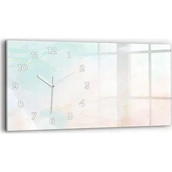 Hodiny Moderní skleněné nástěnné hodiny s potiskem 60 cm x 30 cm Akvarel mramor