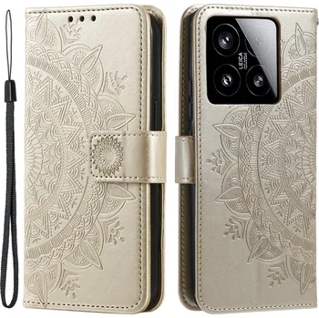 Pouzdro na mobilní telefon Mandala knížkové pouzdro na Xiaomi 15 - zlaté