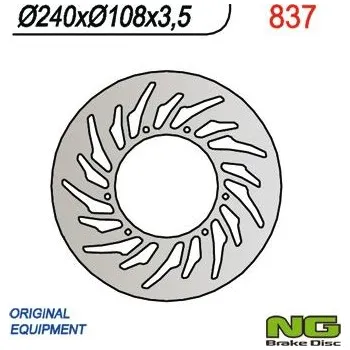 Brzda pro motocykl NG přední brzdový kotouč YAMAHA DT 50R 03-08, XT 125R 05-08, MBK 50X-LIMIT 03-05 (240X108X3,5) (6X6,5MM)