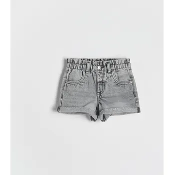 Dívčí kalhoty Reserved - Džínové kraťasy paperbag - světle šedá - 6066G-09J - 6066G-09J-104