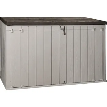 Zahradní úložný box Extra velká plastová venkovní skříň na sekačku / kola / nářadí / gril, béžová, 2770 L