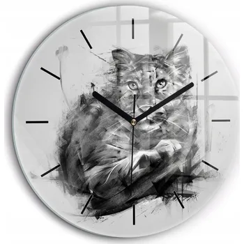 Hodiny Skleněné nástěnné hodiny do kanceláře se stylovým potiskem Malovaný lev fi60 cm