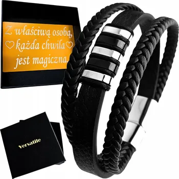 Náramek Kožený náramek Versatile černý 21 cm