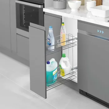 úložný prostor na hračky Starax Plnovýsuvný 2 koš STARAX- lahvovník chrom 300mm-203x475x495mm tlumení BLUM levý S-2443-C