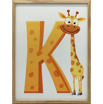 Plakát Plakát Žirafa s písmenem K - Veselý plakát pro děti bez rámu 40 x 7 cm