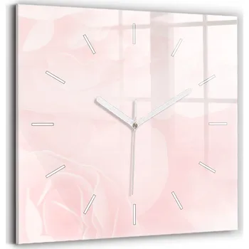 Hodiny Čtvercové skleněné nástěnné hodiny do kanceláře s grafikou Kvetoucí růže 30x30 cm