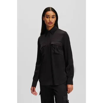 Dámská košile KOŠILE KARL LAGERFELD SATIN CARGO SHIRT BLACK