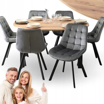 Jídelní stůl Kulatý stůl 142 x 102 cm rozkládací na 142 cm + 4 kusů MEBEL ELITE