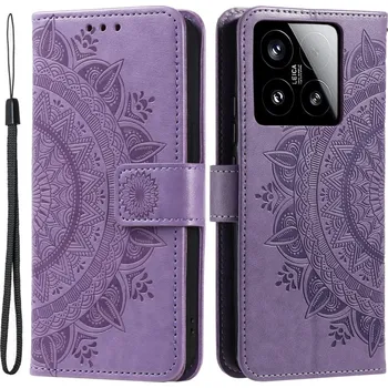 Pouzdro na mobilní telefon Mandala knížkové pouzdro na Xiaomi 15 - fialové