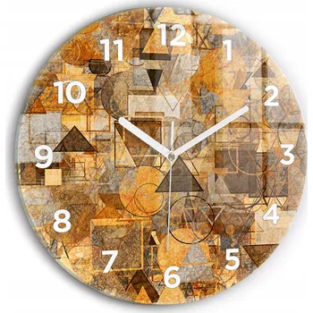 Hodiny Moderní skleněné foto hodiny na zeď Geometrické tvary kulatý průměr 30 cm