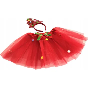 Karnevalový kostým ČERVENÁ VÁNOČNÍ SUKNĚ A ČELENKA - SET