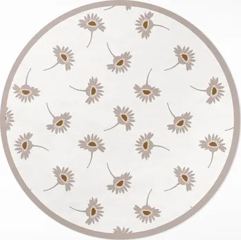 Koberec Kulatý vinylový Koberec do domácnosti, průměr 50 cm, jemné boho květiny sedmikrásek