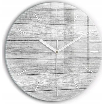 Hodiny Moderní skleněné hodiny s grafikou na zeď Dřevěné panely kulatý průměr 30 cm
