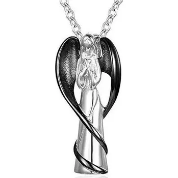 Náhrdelník Náhrdelník - pamětní přívěsek, pietní přívěsek, přívěsek na popel anděl ocelový black - Náhrdelník - pamětní přívěsek, pietní přívěsek, přívěsek na popel anděl ocelový black