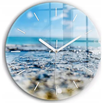 Hodiny Čtvercové Skleněné Nástěnné Hodiny do Kanceláře s Grafikou Fotografie vody fi60 cm