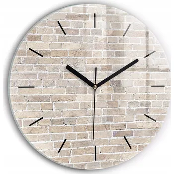 Hodiny Moderní skleněné foto hodiny na zeď Cihlová zeď kulatý průměr 30 cm