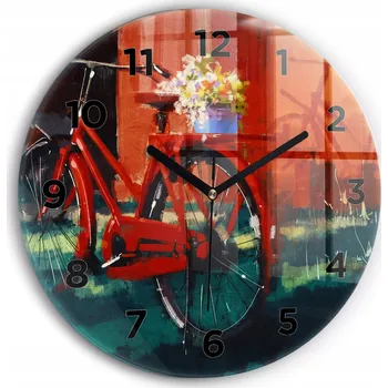 Hodiny Moderní skleněné nástěnné hodiny s potiskem Malované kolo kulatý průměr 30 cm