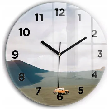 Hodiny Nástěnné hodiny Vozidlo v poušti Kamčatka černé ručičky kulatý průměr 60 cm