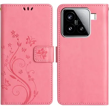 Pouzdro na mobilní telefon Flowers knížkové pouzdro na Xiaomi 15 - růžové