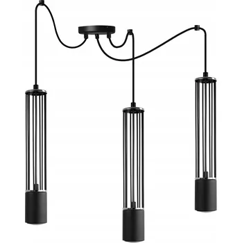 LED STROPNÍ SVÍTIDLO PAVOUK ZÁVĚSNÉ TRUBICE TROJITÉ LUSTR LOFT ČERNÉ
