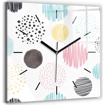 Hodiny Skleněné hodiny s motivem na zeď Tiché ručičky Geometrický vzor 30x30