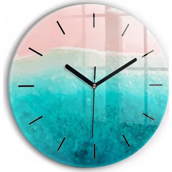 Hodiny Moderní skleněné nástěnné hodiny Pláž moře písek kulatý průměr 30 cm